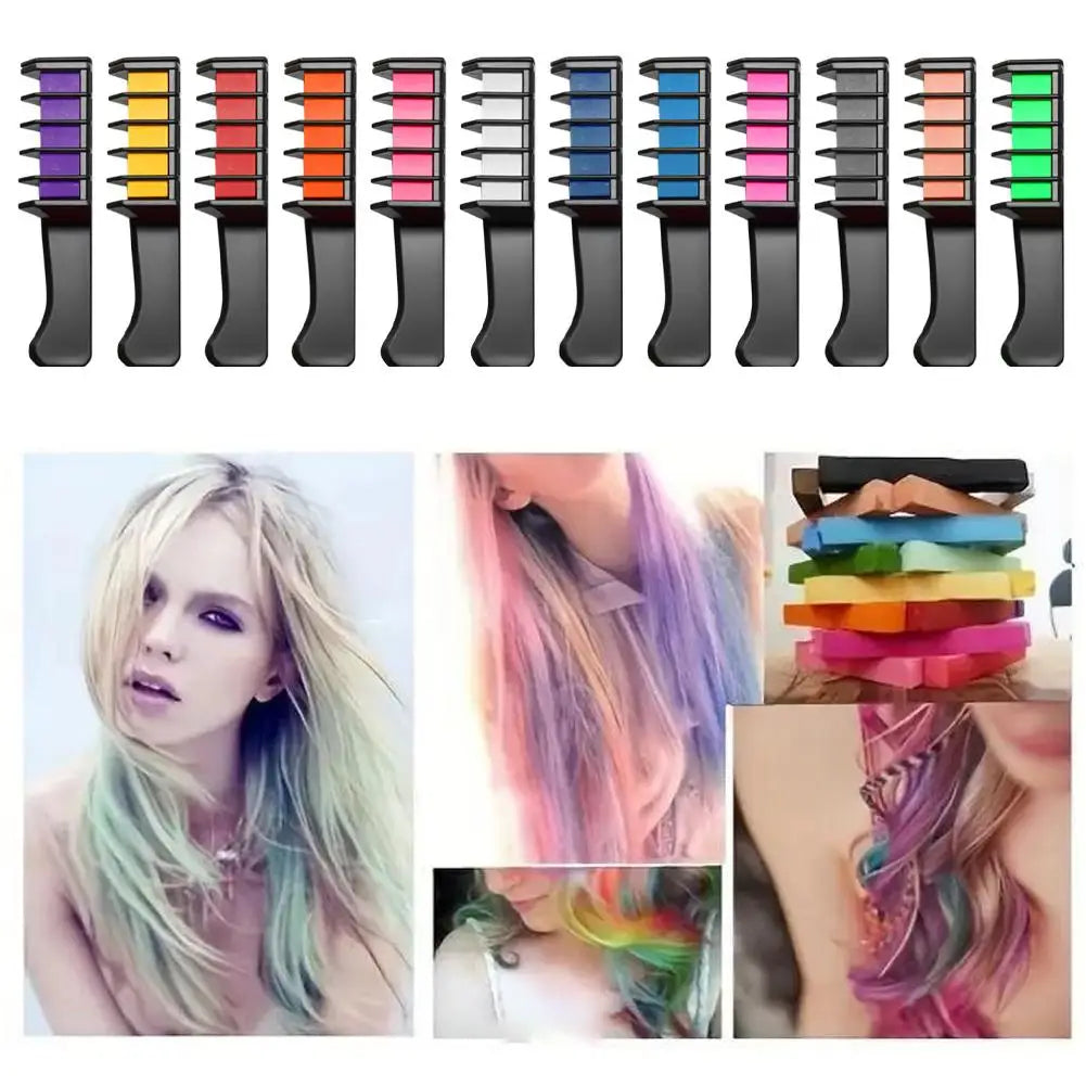 12-Color Temporary Hair Chalk Set | Washable Hair Dye Sticks Temporary Hair Chalk QXL