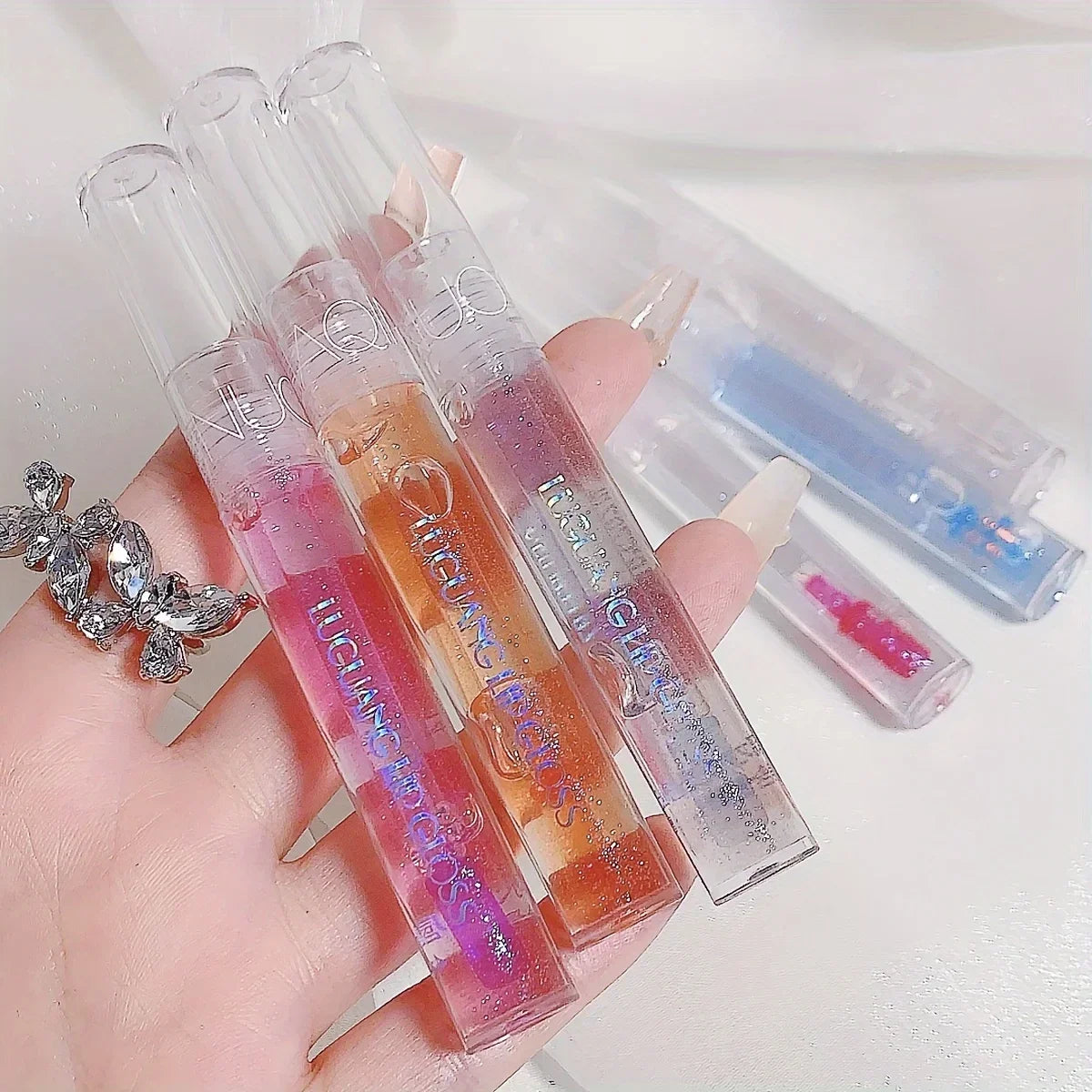 Micro-Glitter Mirror Lip Gloss | Moisturizing Colored Lip Glaze Glitter Lip Gloss QXL