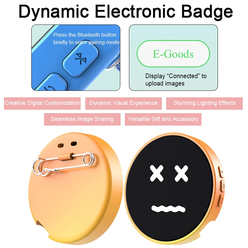 Smart Anime E-Badge | HD Screen Bluetooth 5.4 USB-C Pin Smart Display Badge QXL
