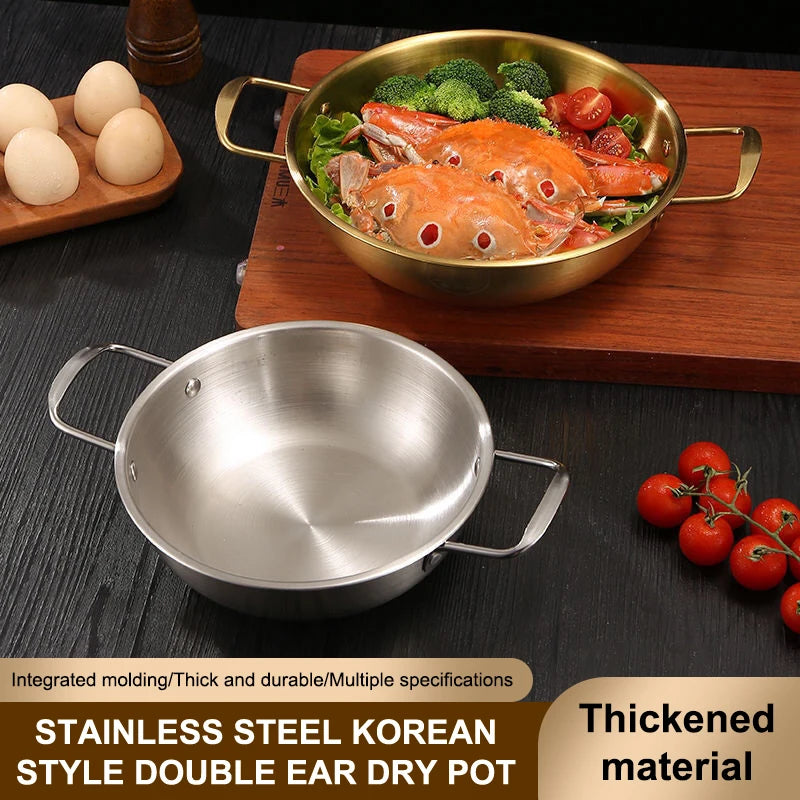 18cm Stainless Steel Seafood & Noodle Pot | Dual-Handle Soup Pot Small Soup Pot QXL