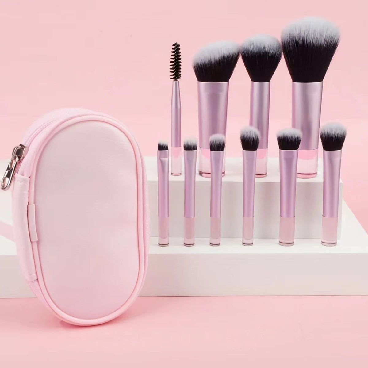 10-Piece Mini Makeup Brush Set | Portable Travel Brushes Travel Makeup Brush Set QXL