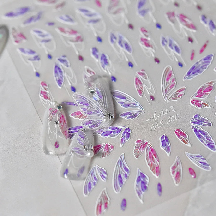 5D Embossed Flower & Butterfly Nail Stickers | Self-Adhesive Nail Art Stickers QXL