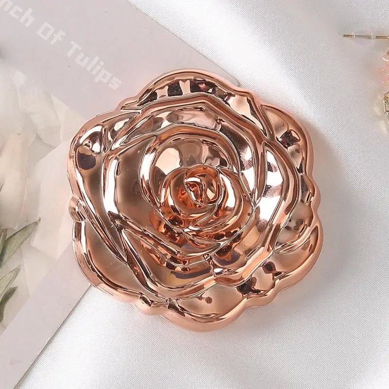 Retro Rose Compact Pocket Mirror | Double-Sided Magnifying Compact Makeup Mirror QXL A Gold