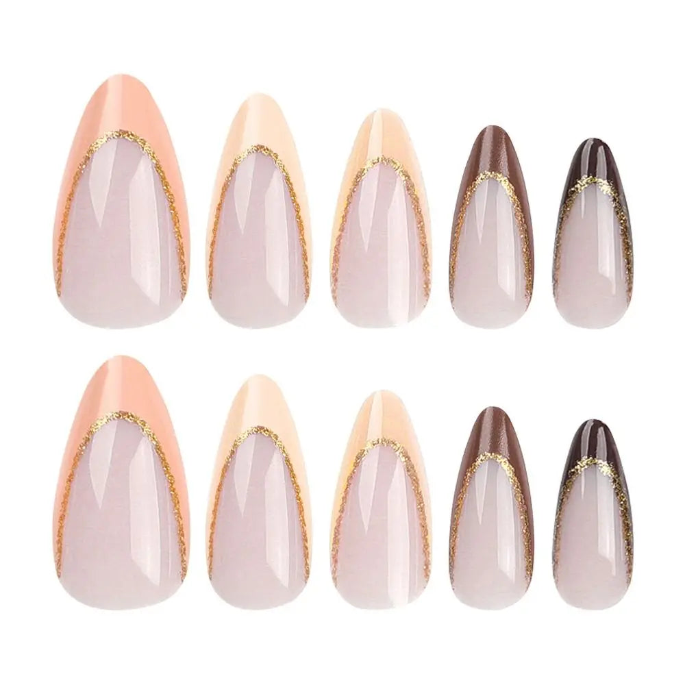 Long Almond Press-On Nails | 3D Bow Heart Y2K French Tips 24pc Press-On Nail Tips QXL