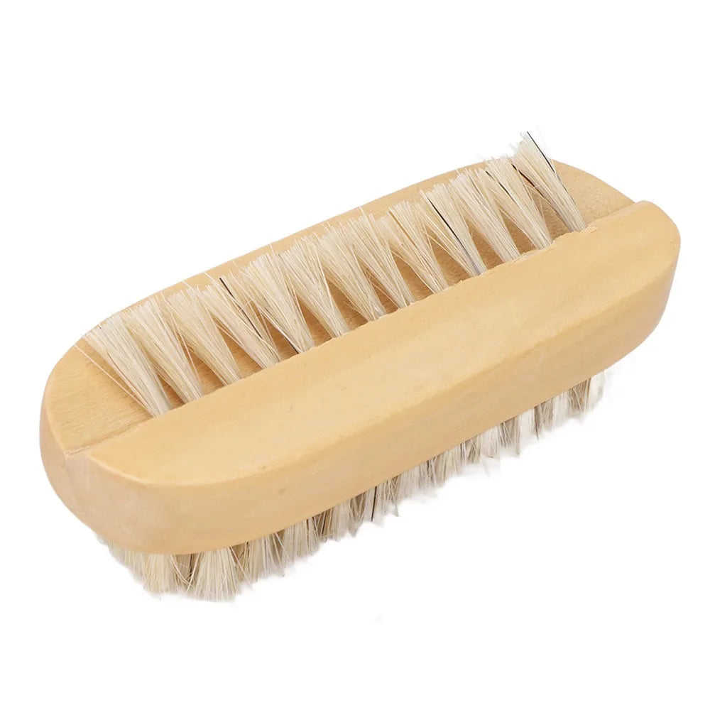Wooden Double-Sided Nail Brush | Manicure & Pedicure Scrubber Nail Cleaning Brush QXL Light Grey
