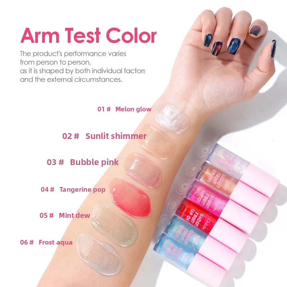 Clubday 6-Color Shimmer Lip Oil | Hydrating Fruit Gloss Shimmer Lip Oil QXL