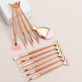 11-Pc Mermaid Makeup Brush Set | Fish Scale Gradient Handles Makeup Brush Set QXL Gold