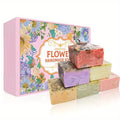6-Piece Rose Jasmine Lavender Essential Oil Soap Gift Box Essential Oil Soap Set QXL MULTI 600g
