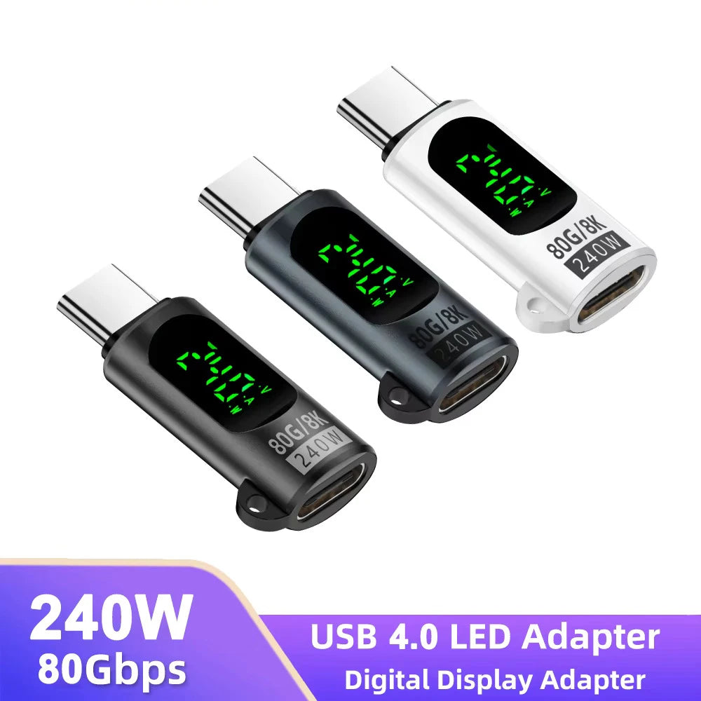 USB4 80Gbps USB-C Adapter | 240W PD 8K 60Hz OTG LED USB-C OTG Adapter QXL