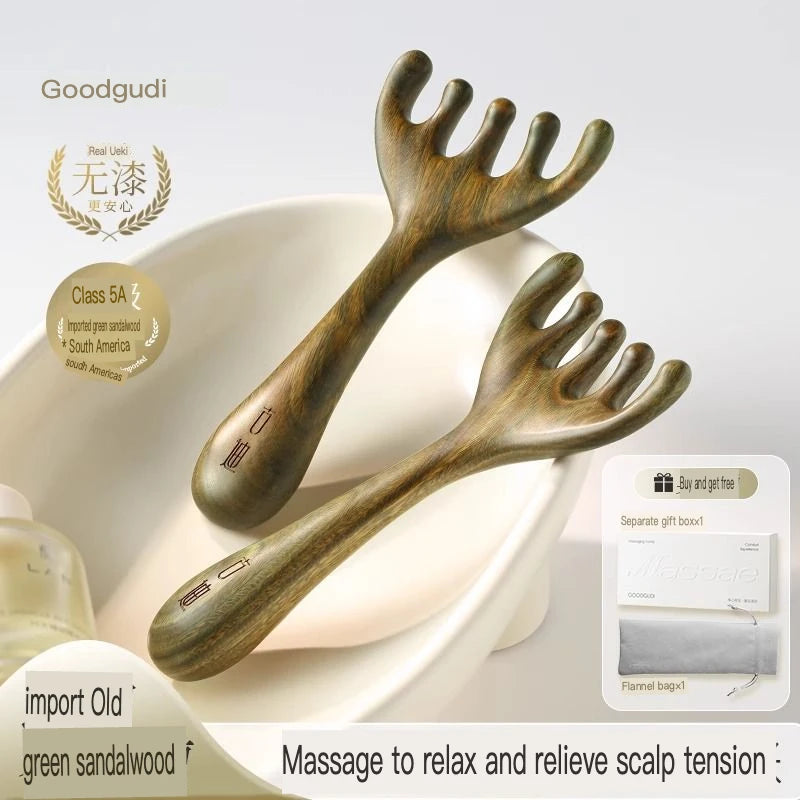 Five-Claw Sandalwood Scalp Massage Comb | Natural Wood Scalp Massage Comb QXL