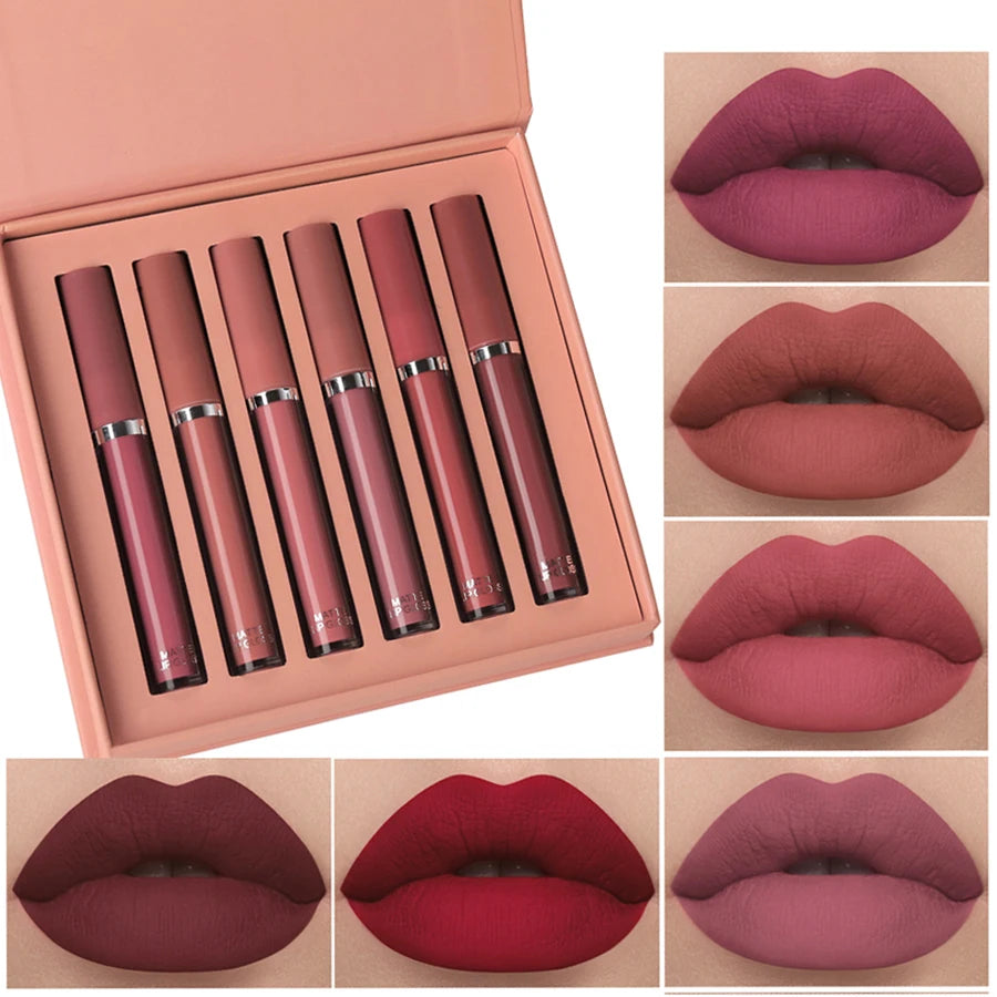 MAXFINE 6-Color Matte Lipstick Set | Waterproof Gift Box Matte Lipstick Set QXL