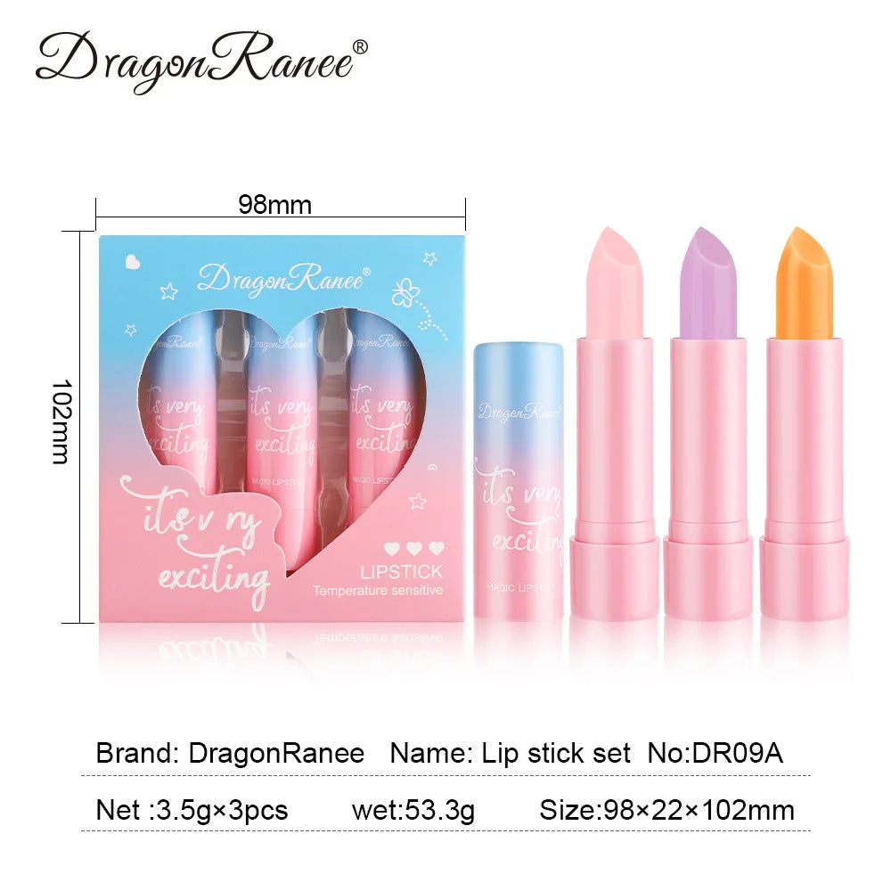 Dragon Ranee 3-Pc Temperature-Change Moisturizing Lip Balm Set Lip Balm Set QXL DR-DR09A Full Size