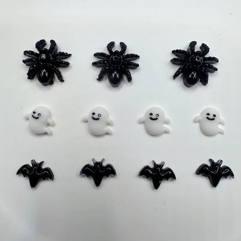 20-Pc Halloween Nail Charms – Bat & Spider Resin Flatback Gems Nail Art Charms QXL