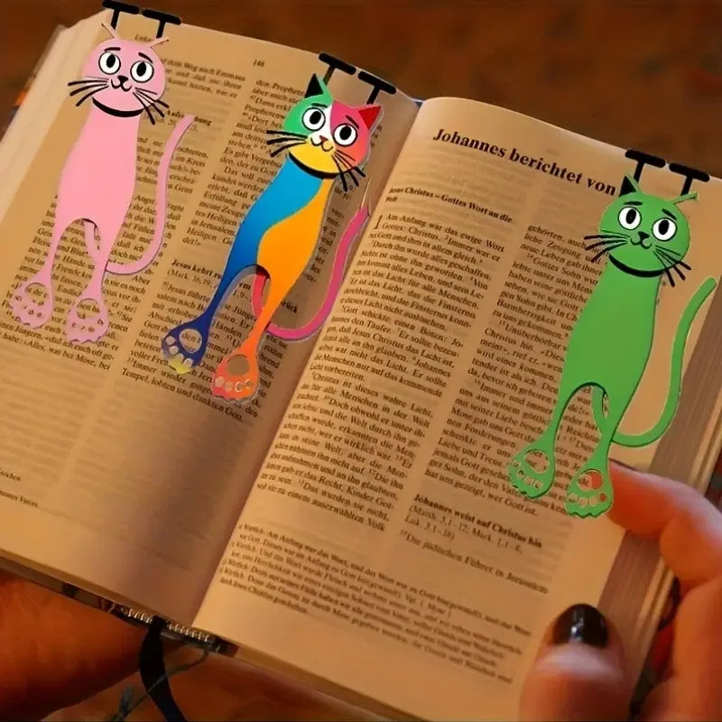 3-Pack 2D Acrylic Cat Bookmarks | Colorful Page Markers Novelty Bookmarks QXL