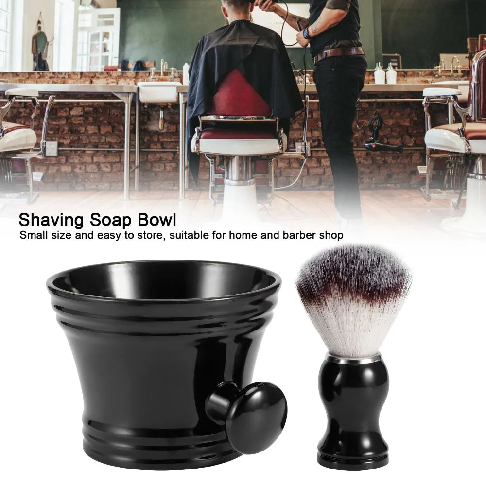Shaving Brush & Bowl Set | ABS Nylon Compact Beard Kit Shaving Brush Set QXL