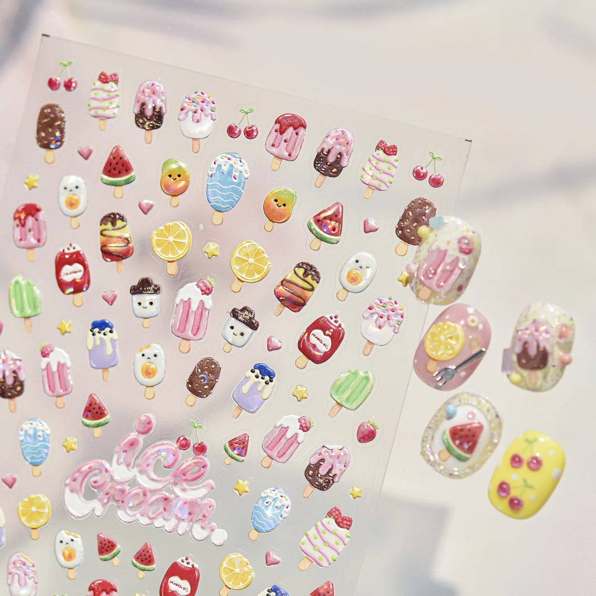5D Summer Nail Stickers – Ice Cream & Glaze Decals | NAILFYOU Nail Art Stickers QXL