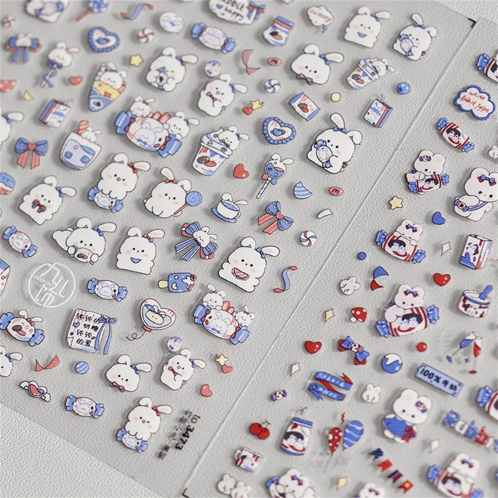 5D Kawaii Rabbit Nail Art Stickers | Self-Adhesive Decals Nail Art Stickers QXL