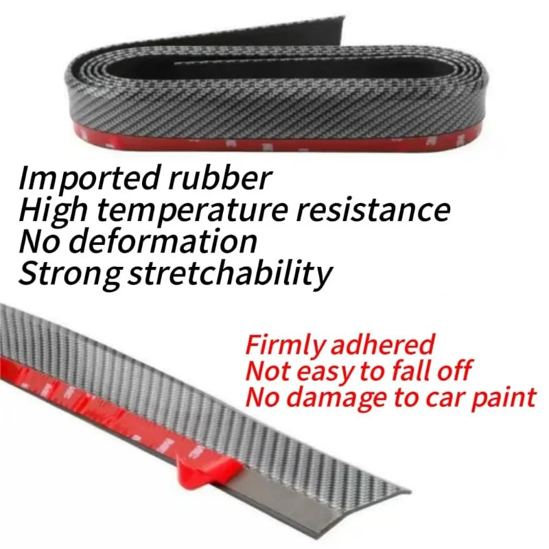 Carbon Fiber Rubber Front Bumper Lip Strip | Anti-Collision Bumper Lip Strip QXL