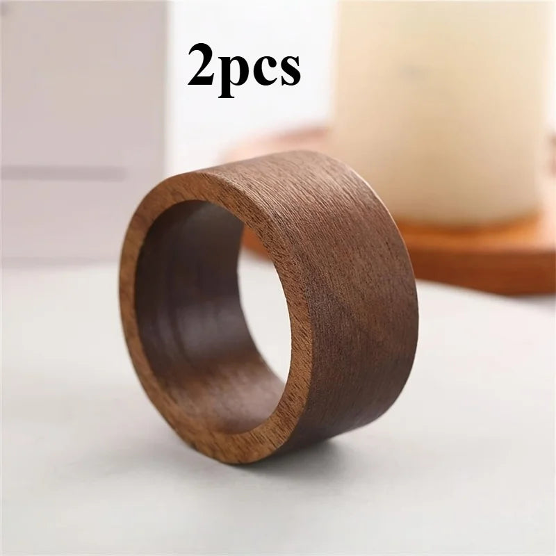Handmade Wooden Napkin Rings Set of 2 | Rustic Farmhouse Wooden Napkin Rings QXL 2pcs