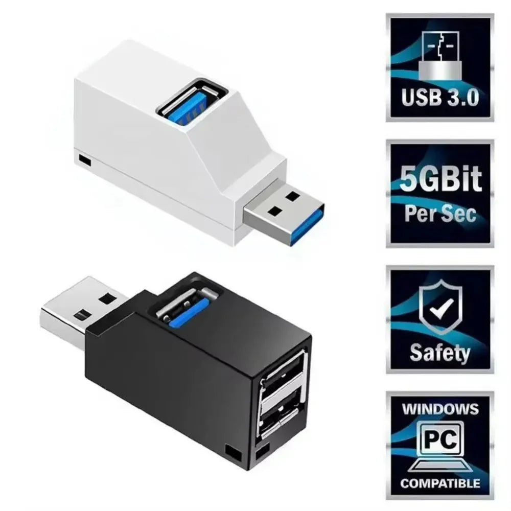 USB 3.0 3-Port Hub Splitter Adapter for PC & Laptop USB Hub QXL