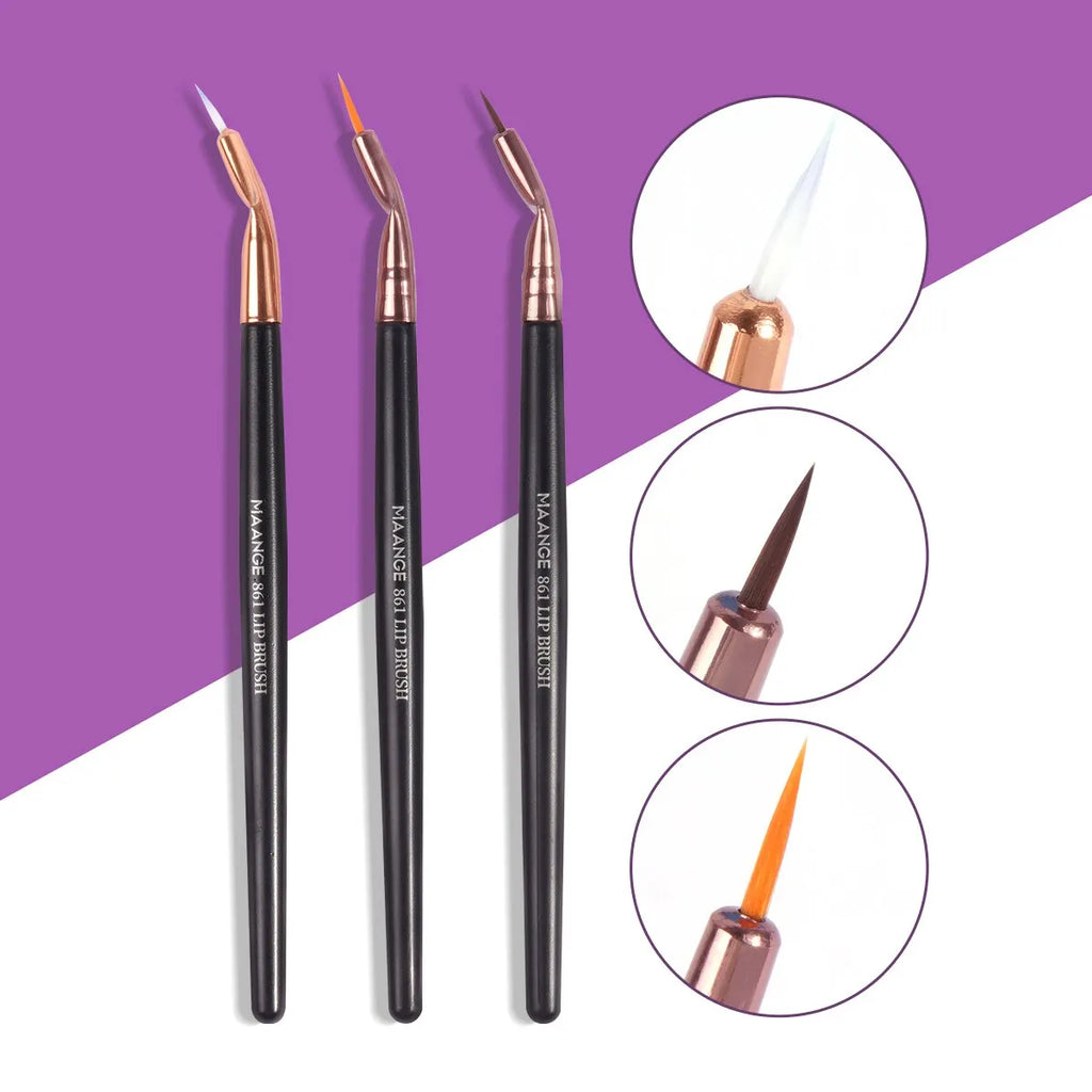 MAANGE 3-Piece Precision Eyeliner Brush Set – Angled & Flat Eyeliner Brush Set QXL Black