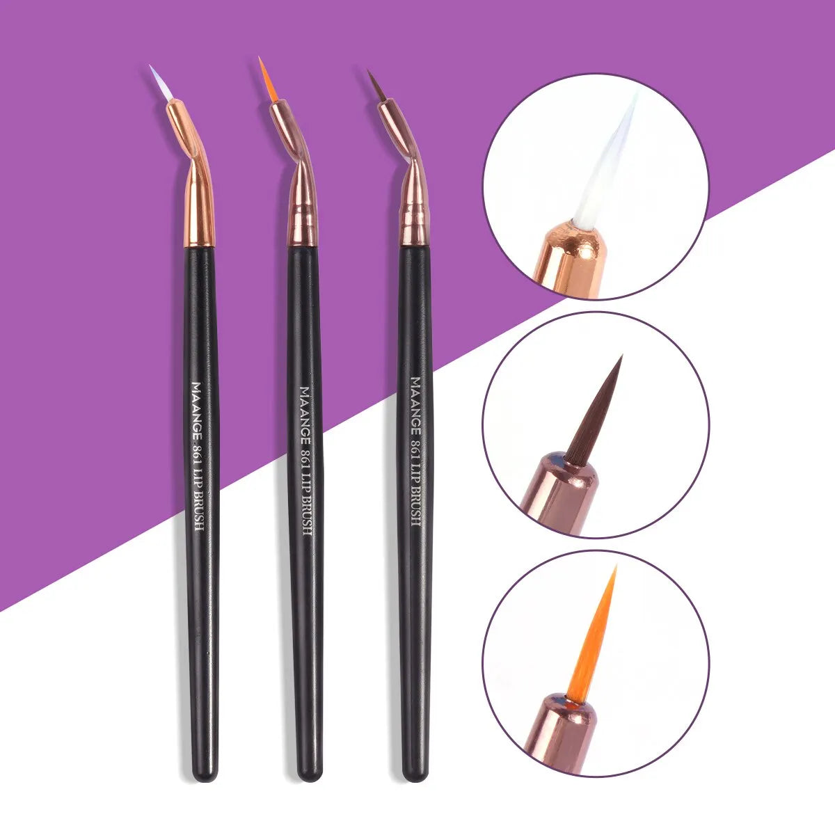 MAANGE 3-Piece Precision Eyeliner Brush Set – Angled & Flat Eyeliner Brush Set QXL Black