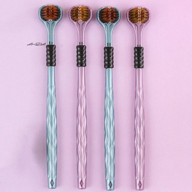2-Pack 3D Three-Sided Toothbrush with Tongue Scraper Three-Sided Toothbrush QXL