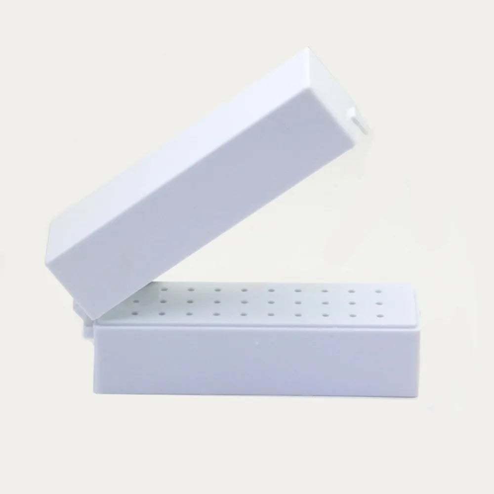 30-Slot Dustproof Nail Drill Bit Holder Case | Manicure Nail Drill Bit Holder QXL White
