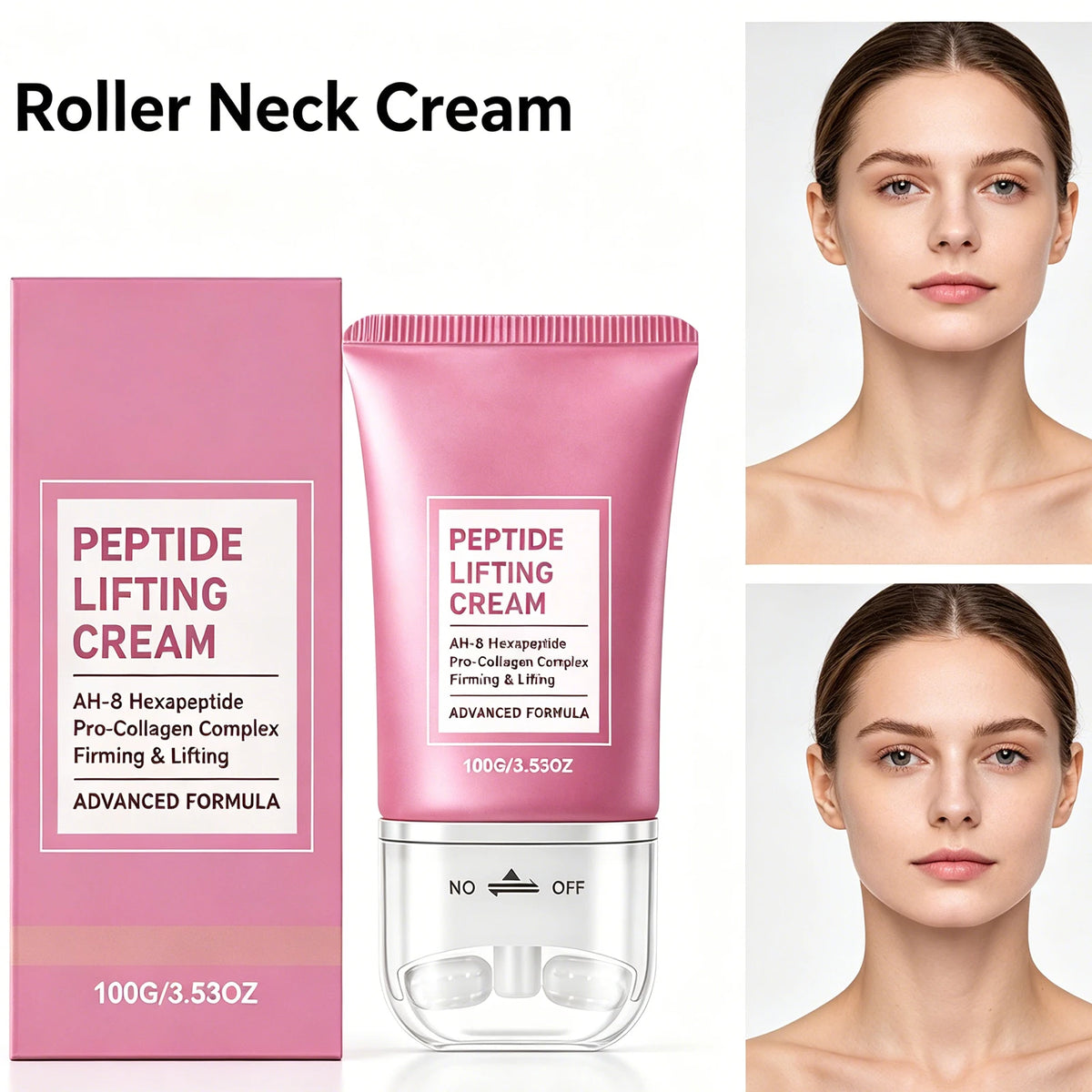 Firming Neck Cream with Roller Massager – Lifting & Brightening Neck Firming Cream QXL