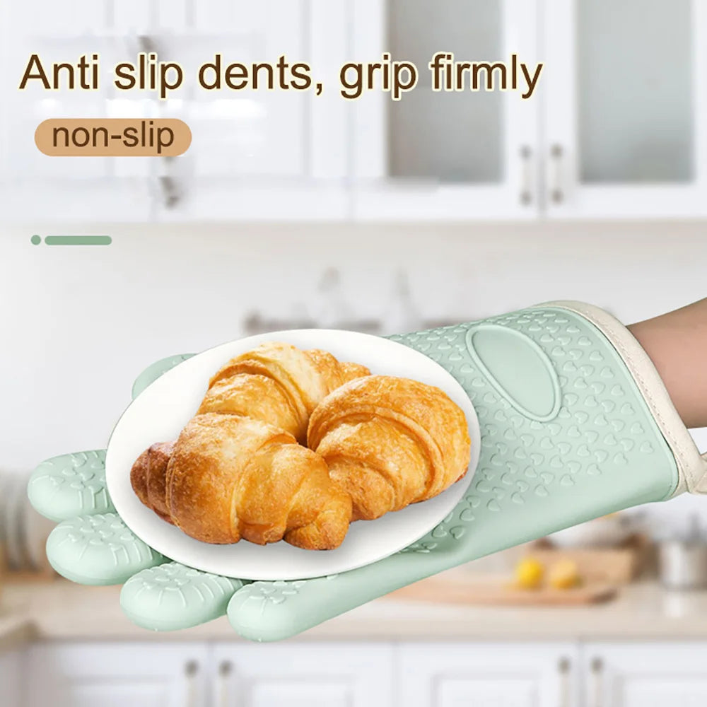 Silicone Five-Finger Oven Mitts | Non-Slip Kitchen Gloves Silicone Oven Mitts QXL