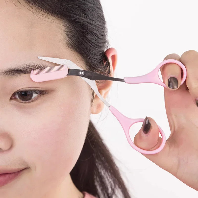 Stainless Steel Eyebrow Scissors with Comb | Brow Trimmer Eyebrow Trimmer Scissors QXL