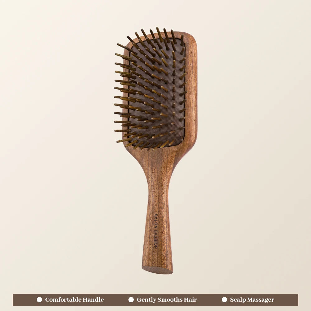 Wooden Air Cushion Massage Comb | Anti-Static Scalp Comb Hair Massage Comb QXL 951-6H-Coffee-big