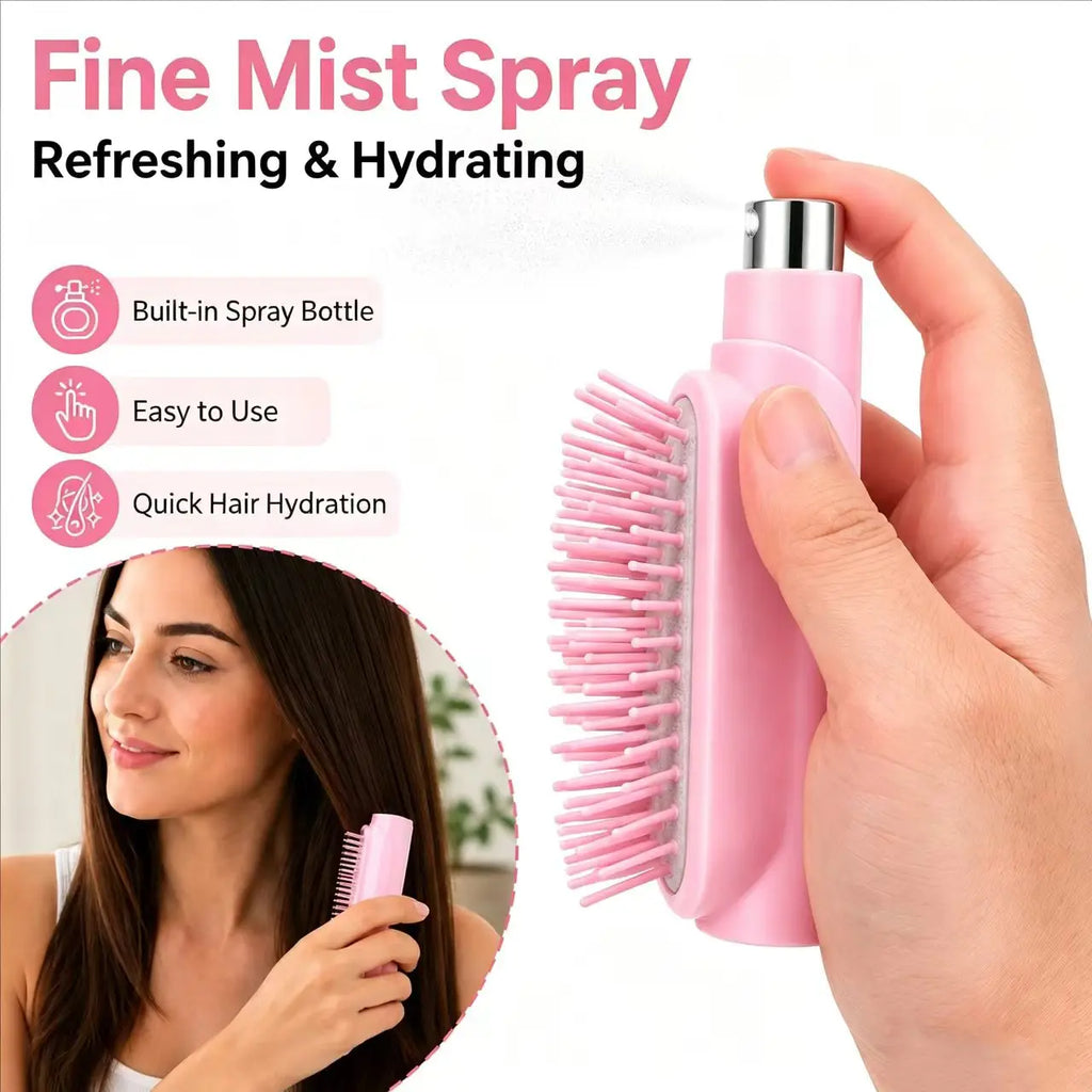 2-in-1 Mist Spray Comb | Refillable Detangling Hairbrush Spray Detangling Comb QXL