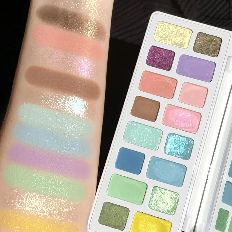 16-Color Matte Shimmer Eyeshadow Palette | Nude & Glitter Eyeshadow Palette QXL