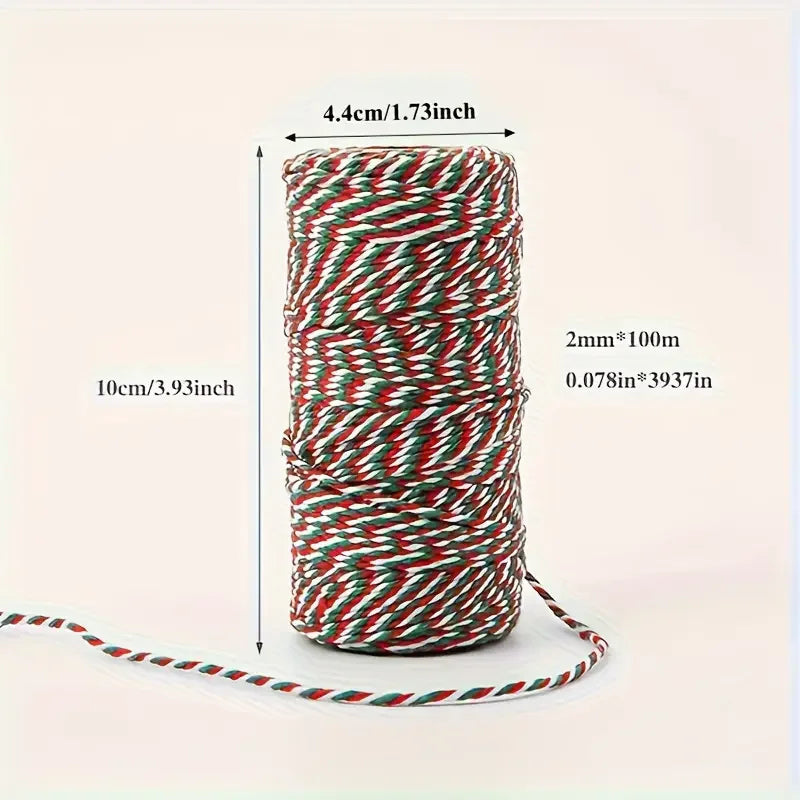 2mm 3-Color Braided Rope 100M | Gift Wrapping & Craft Cord Craft Braided Rope QXL 100 meters