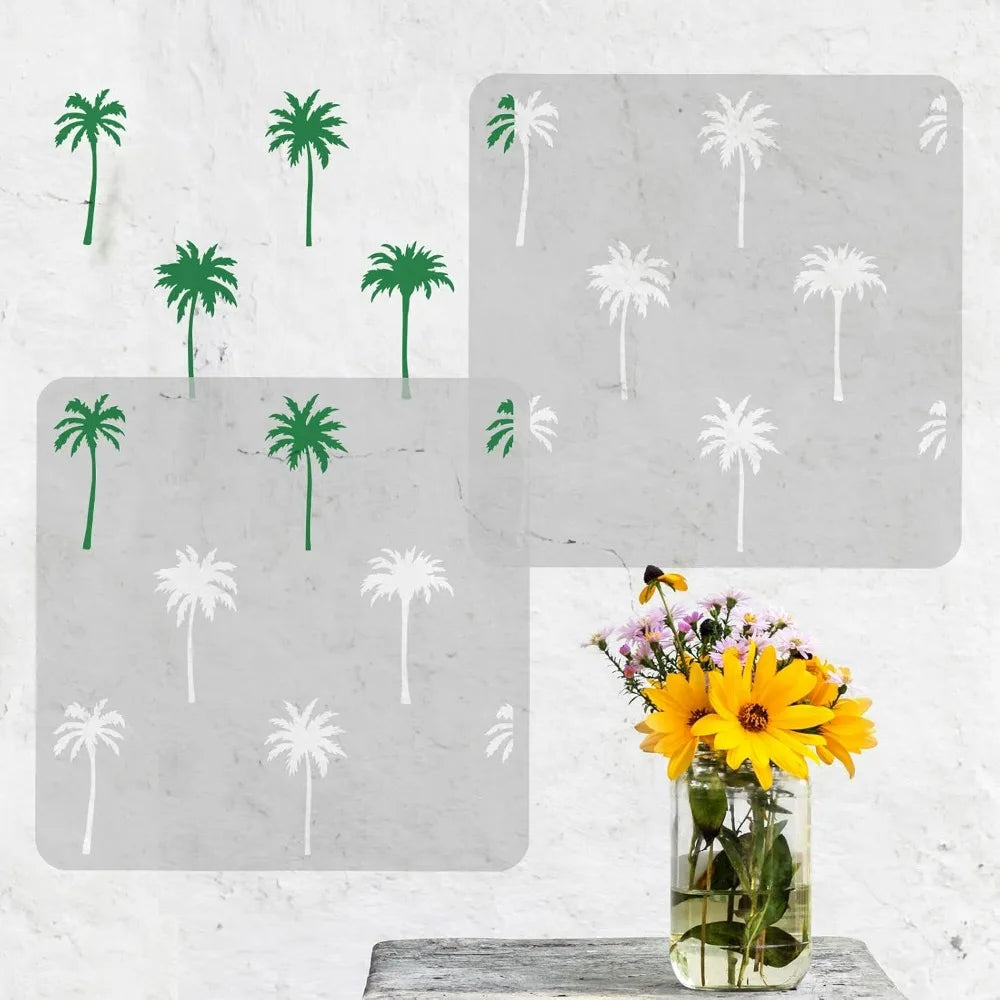 Reusable Palm Tree Stencil 11.8" | Tropical DIY Wall Art Craft Stencil QXL