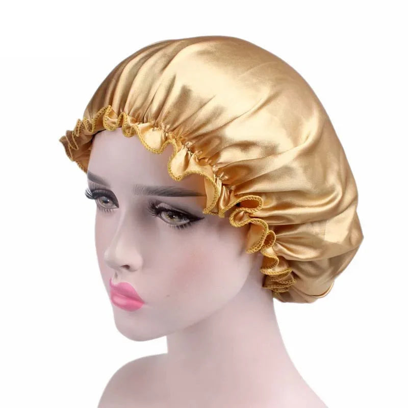 Women's Satin Sleep Cap & Shower Bonnet | Hair Care Hat Satin Sleep Bonnet QXL Gold