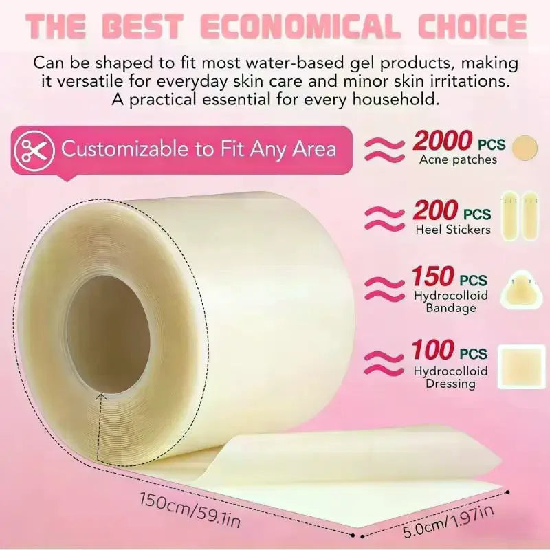 Hydrocolloid Dressing Roll 5×150cm | Cut-to-Size Waterproof Hydrocolloid Dressing Roll QXL