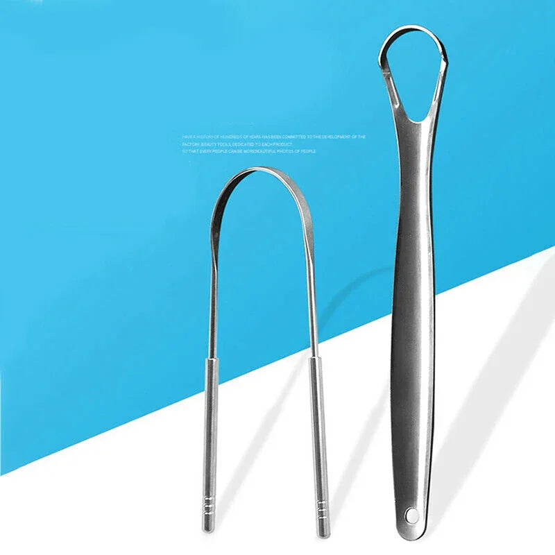 2-Pack Stainless Steel Tongue Scraper | Fresh Breath Tool Tongue Scraper Set QXL