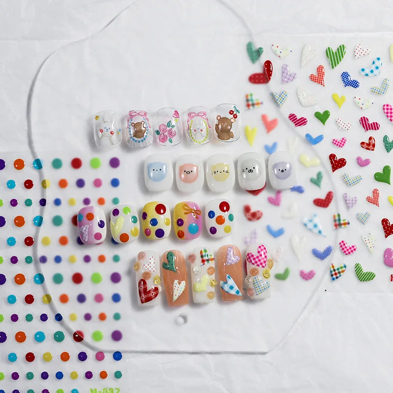 5D Cartoon Jelly Nail Art Stickers | Kawaii Self-Adhesive Decals Nail Art Stickers QXL