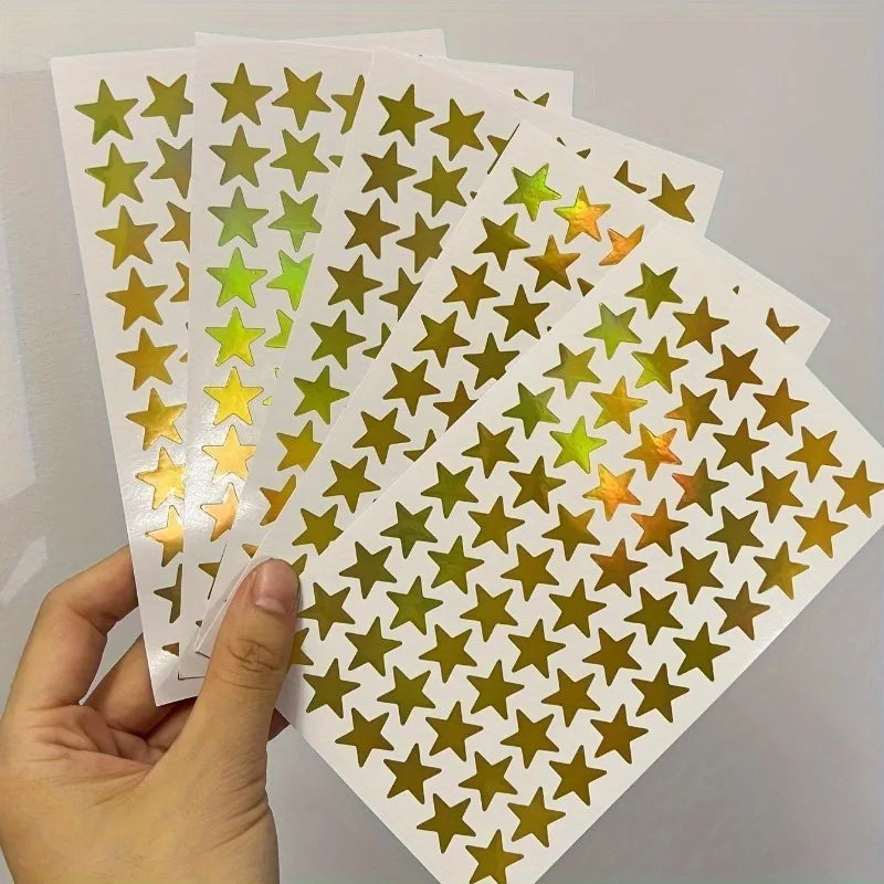 5-Pack Golden Star Laser Stickers for DIY Crafts & Journals Decorative Craft Stickers QXL 5pcs