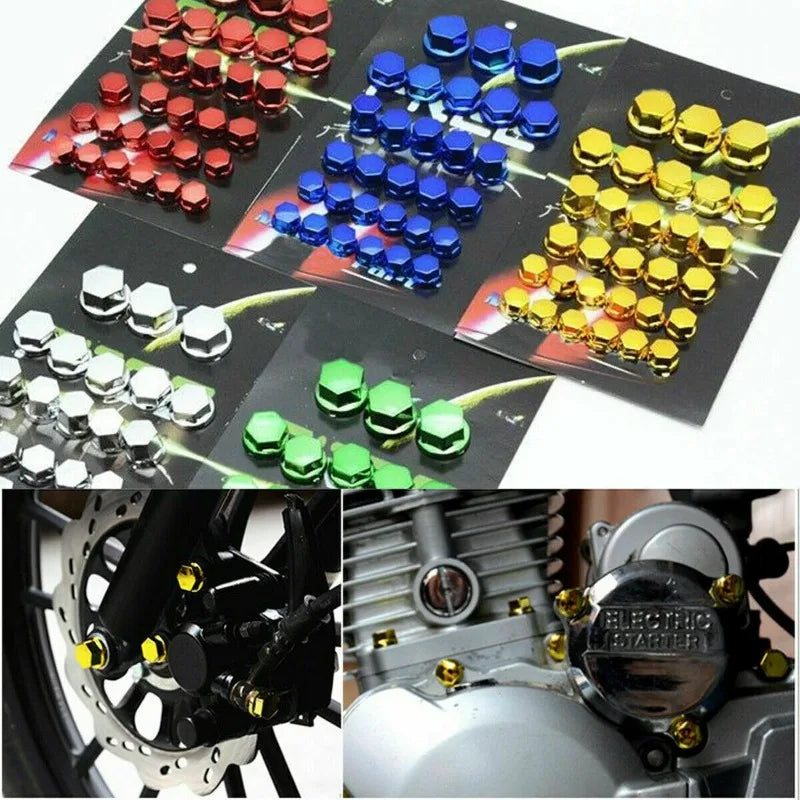 30-Pack Motorcycle Screw Cover Caps | Plated Decorative Nut Covers Motorcycle Screw Caps QXL