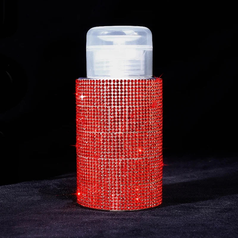 200ml Rhinestone Pump Dispenser Bottle | Refillable Nail Remover Pump Dispenser Bottle QXL Red