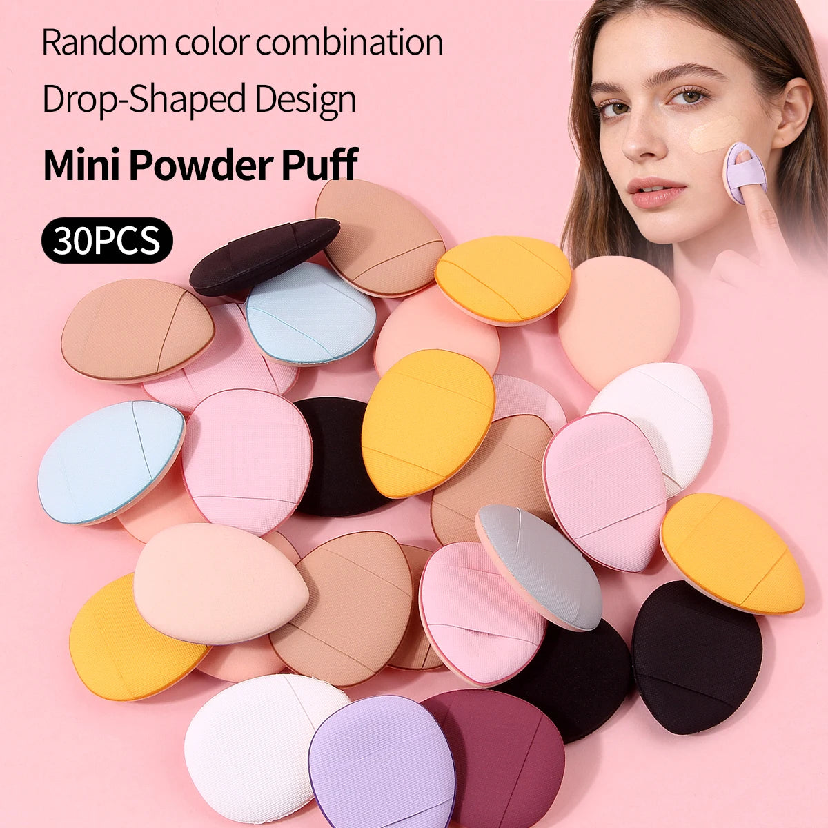 30-Pack Mini Finger Powder Puffs | Non-Slip Makeup Sponge Set Makeup Sponge Puffs QXL