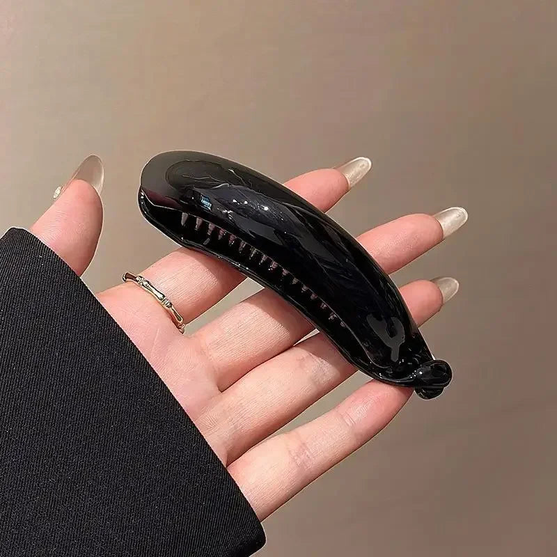 6-Color Banana Clip Hair Claw | Ponytail Buckle for Women Banana Hair Clip QXL black