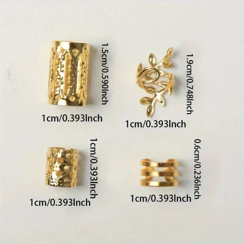 40-Pc Metal Hair Rings, Beads & Cuffs for Braids | Gold Silver Hair Braid Accessories QXL