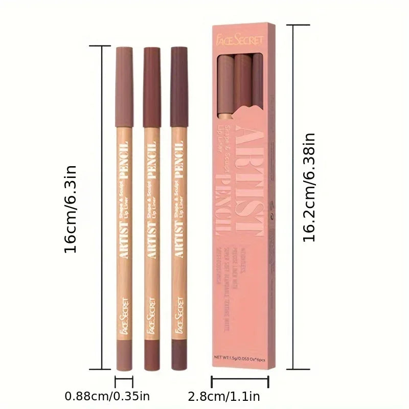 3-Pack Nude Matte Lip Liner Set | Waterproof Lip Pencil Lip Liner Set QXL