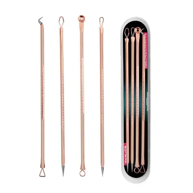 4-Piece Stainless Steel Blackhead & Blemish Removal Tool Set Blemish Extraction Kit QXL