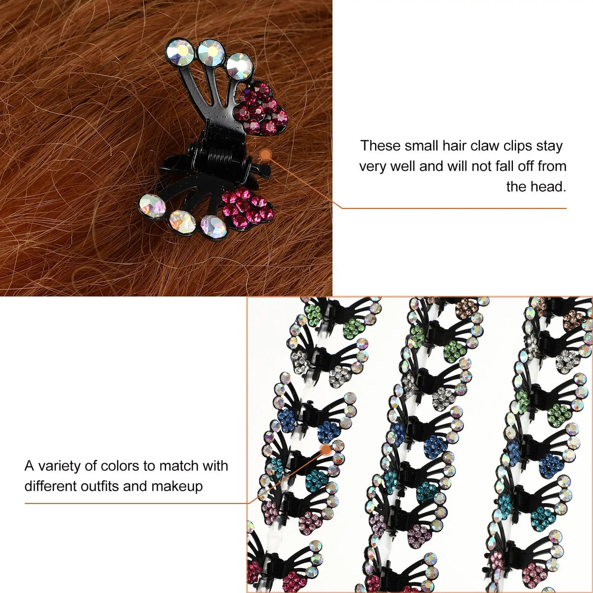 36-Pack Crystal Rhinestone Mini Hair Claw Clips | Women & Girls Rhinestone Hair Clips QXL