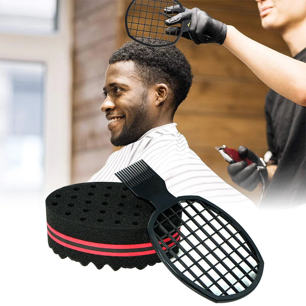 Wave Hair Brush, Carbon Fiber Pick Comb & Sponge Set Hair Styling Combo Set QXL